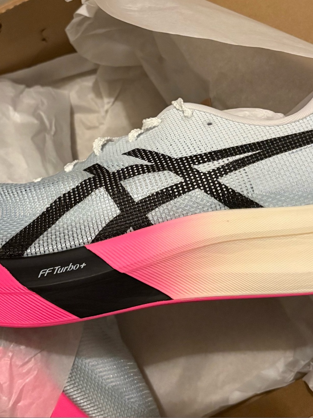 ASICS Women/mens White & Pink FF Turbo+ Running Shoe